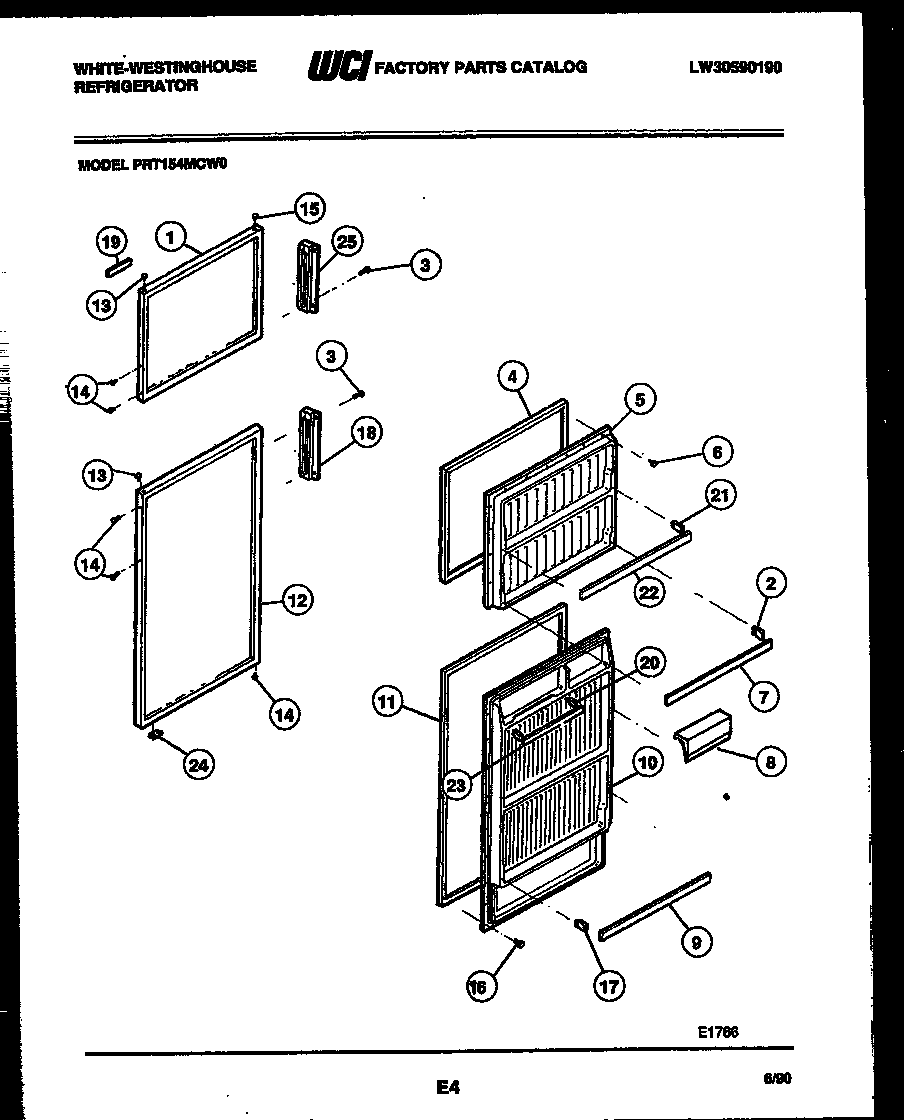 White-Westinghouse PRT154MCF0 door parts diagram