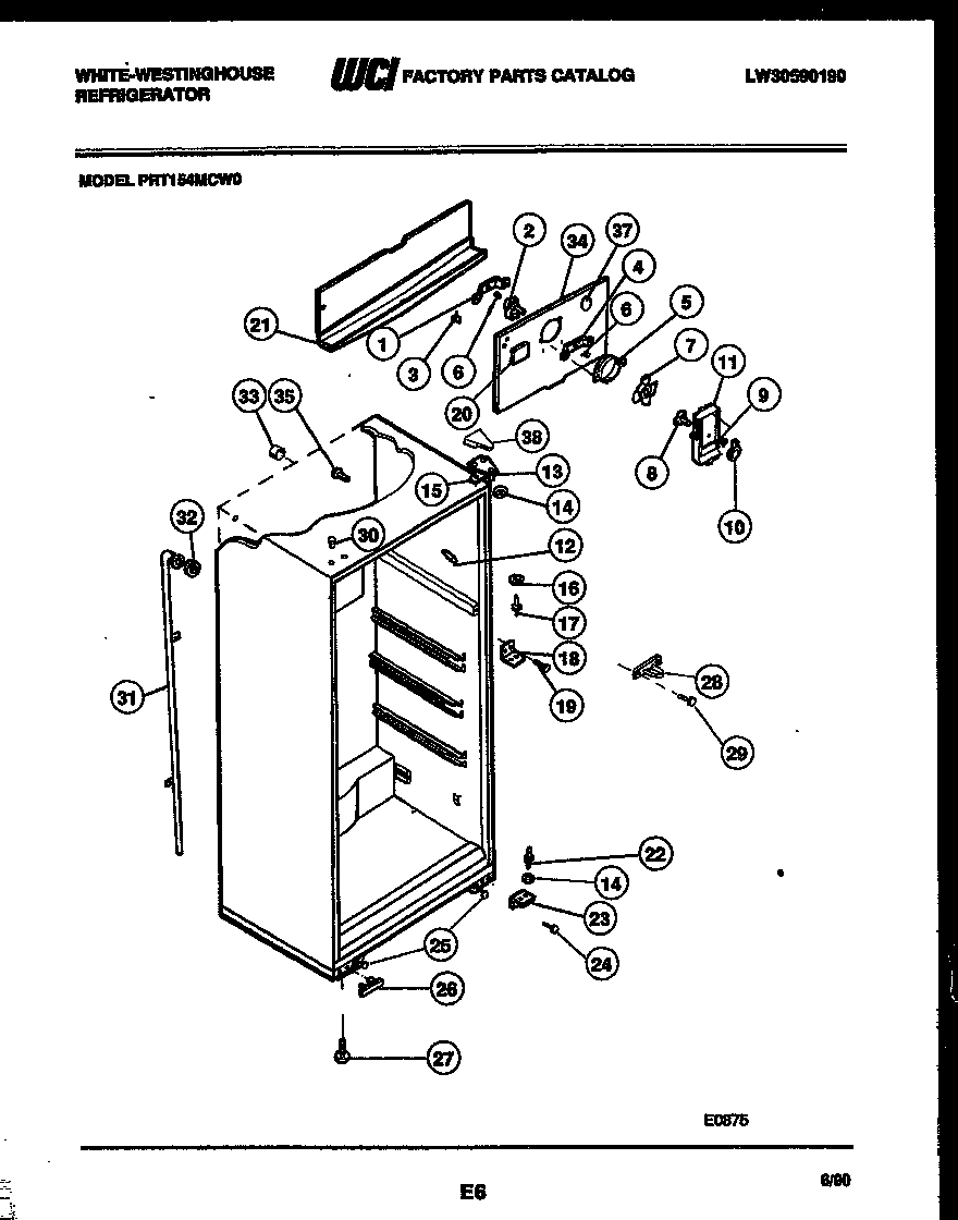 White-Westinghouse PRT154MCF0 cabinet parts diagram