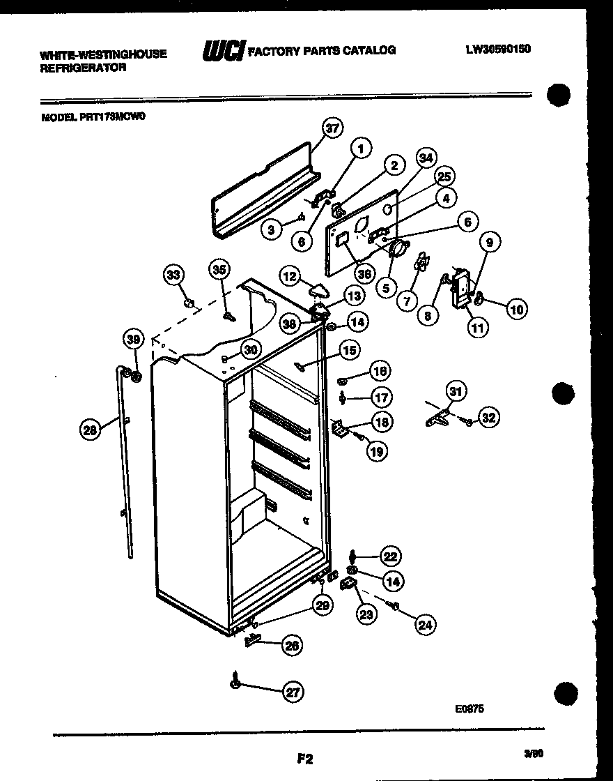 White-Westinghouse PRT173MCH0 cabinet parts diagram