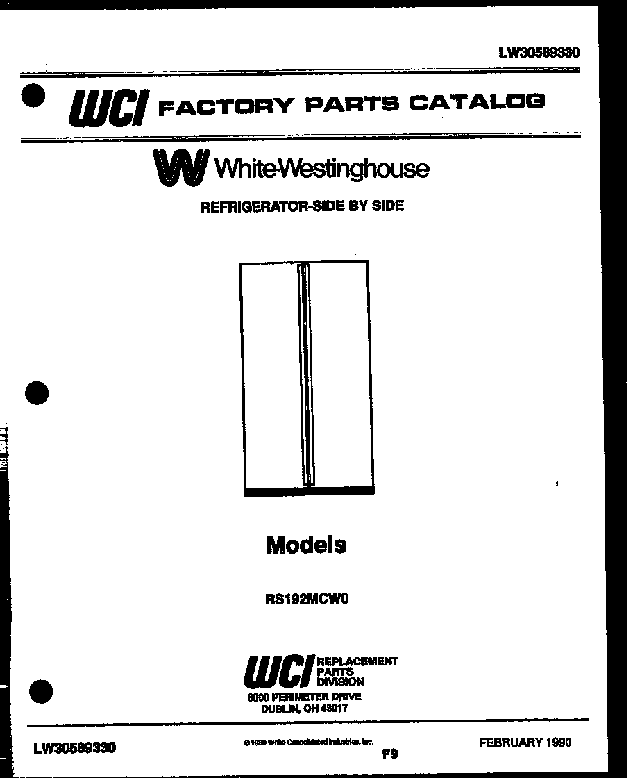 White-Westinghouse RS192MCD0 front cover diagram