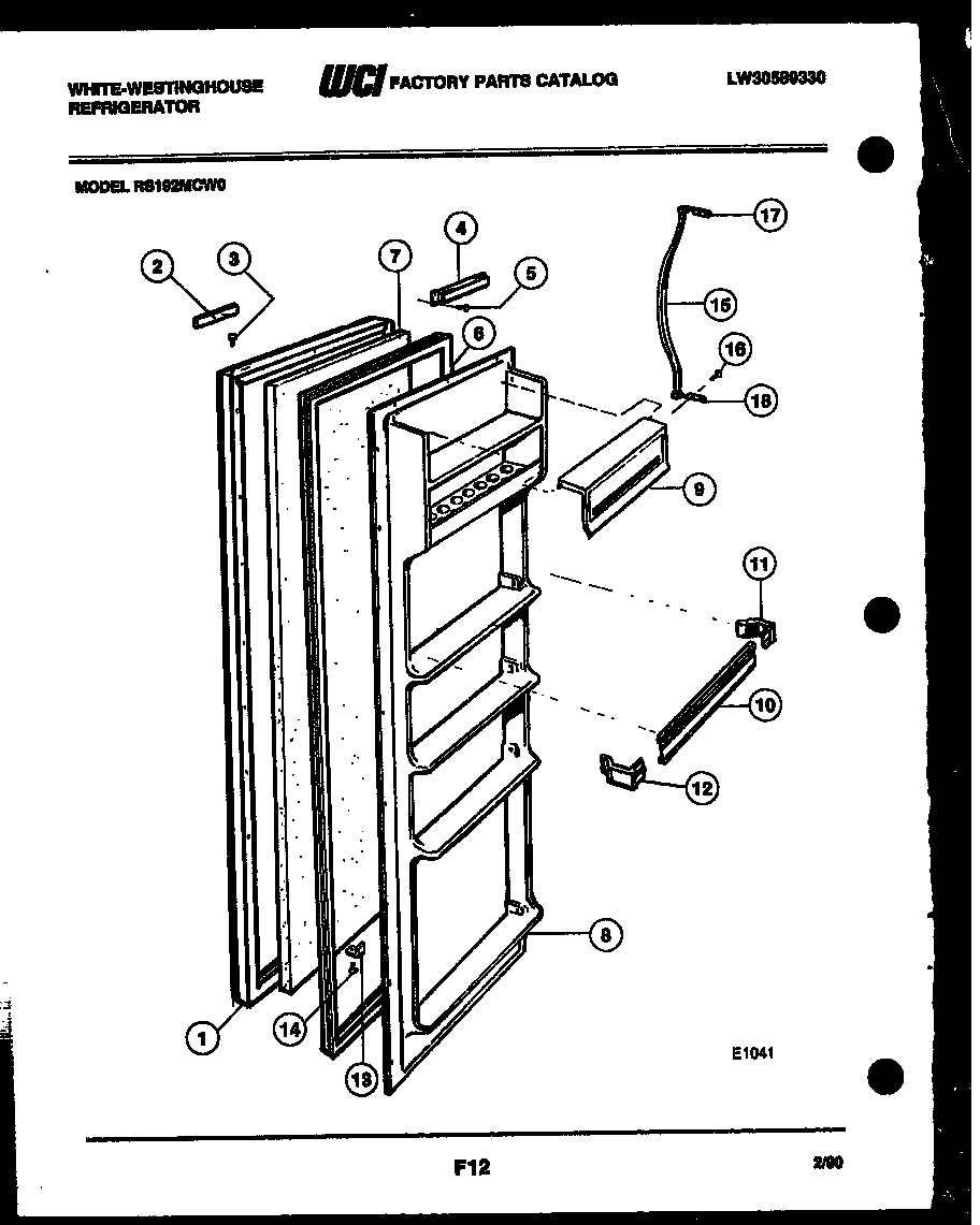 White-Westinghouse RS192MCD0 refrigerator door parts diagram