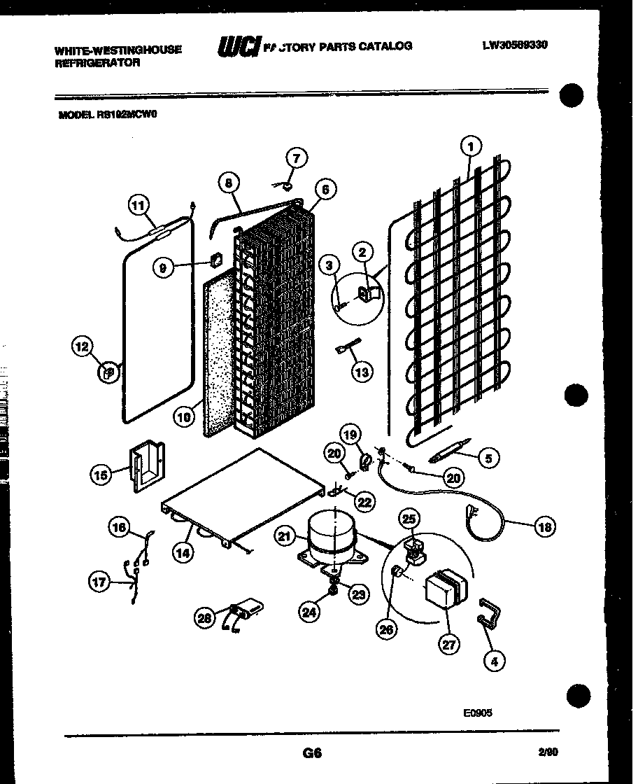White-Westinghouse RS192MCD0 system and automatic defrost parts diagram