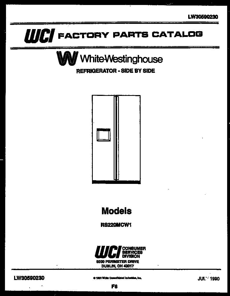 White-Westinghouse RS220MCD1 front cover diagram