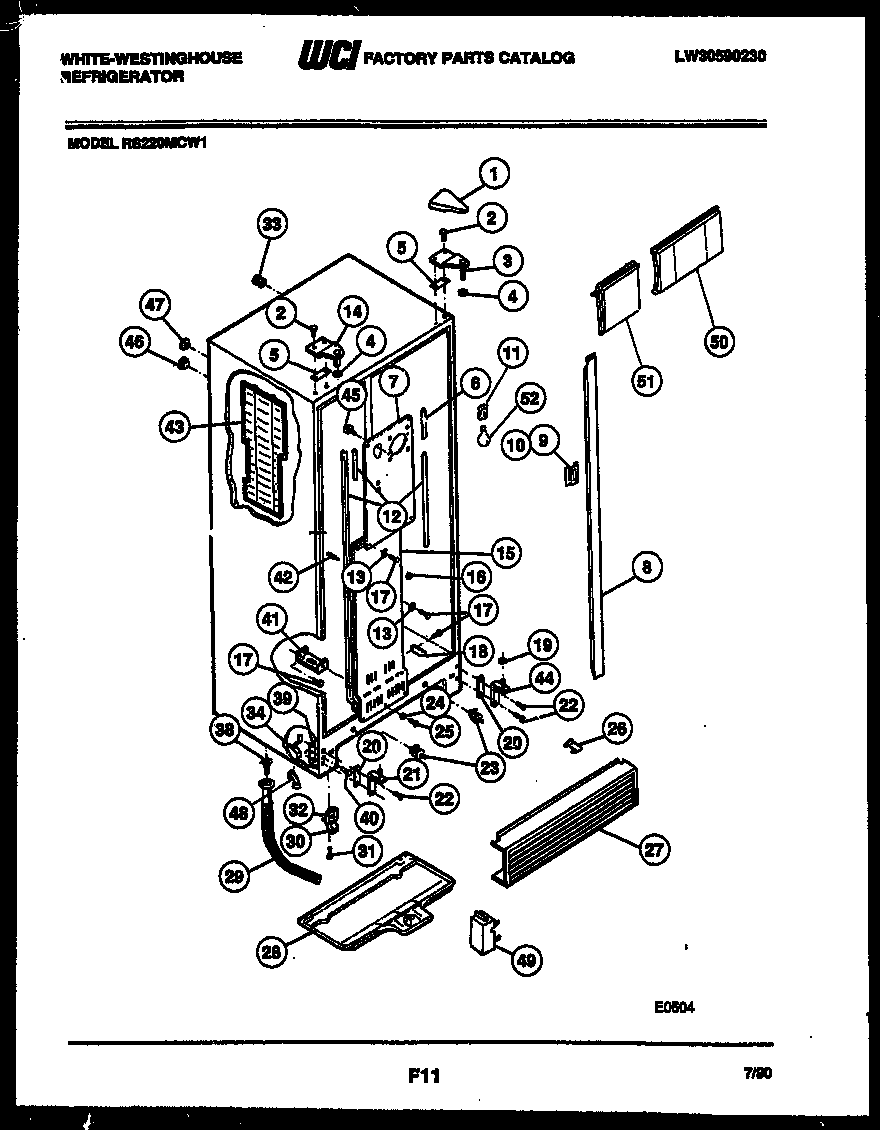 White-Westinghouse RS220MCD1 cabinet parts diagram