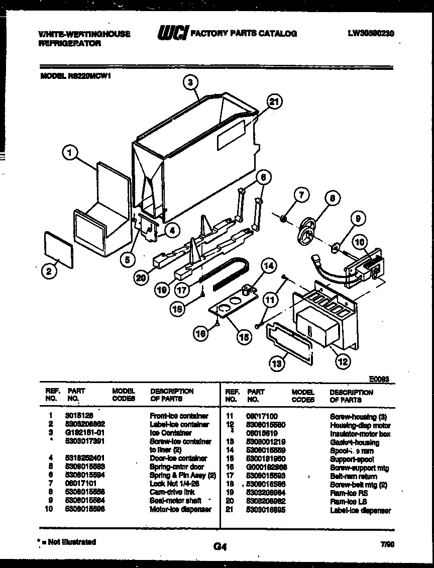 White-Westinghouse RS220MCD1 ice dispenser diagram