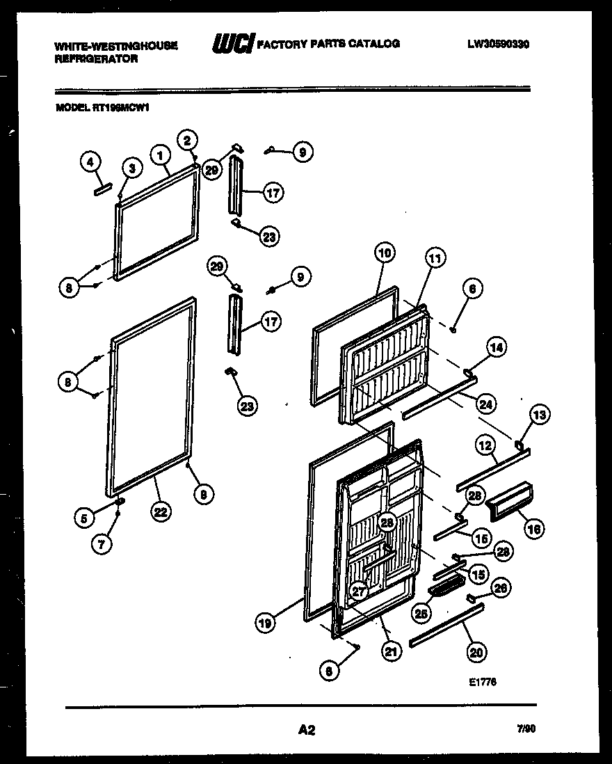 White-Westinghouse RT196MCF1 door parts diagram