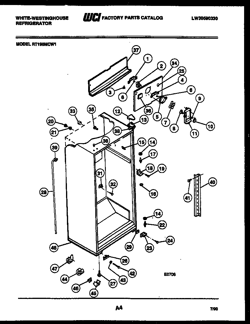 White-Westinghouse RT196MCF1 cabinet parts diagram