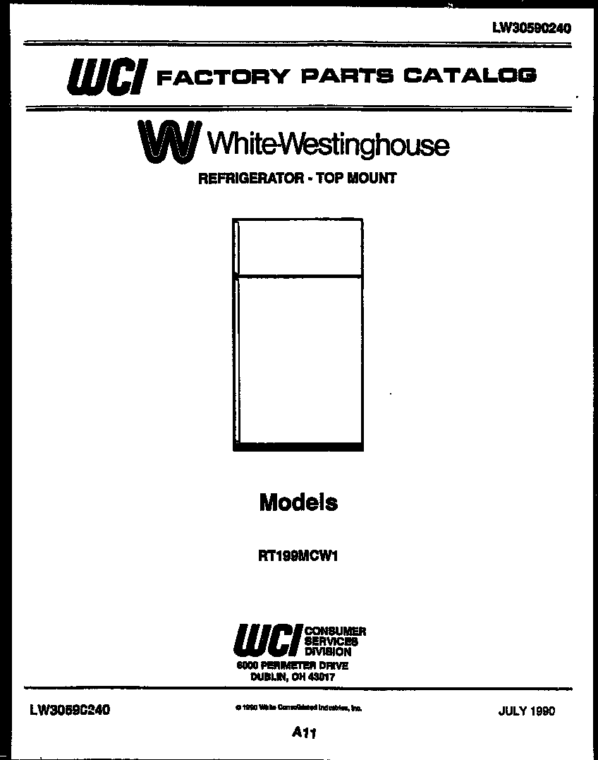 White-Westinghouse RT199MCF1 cover page diagram