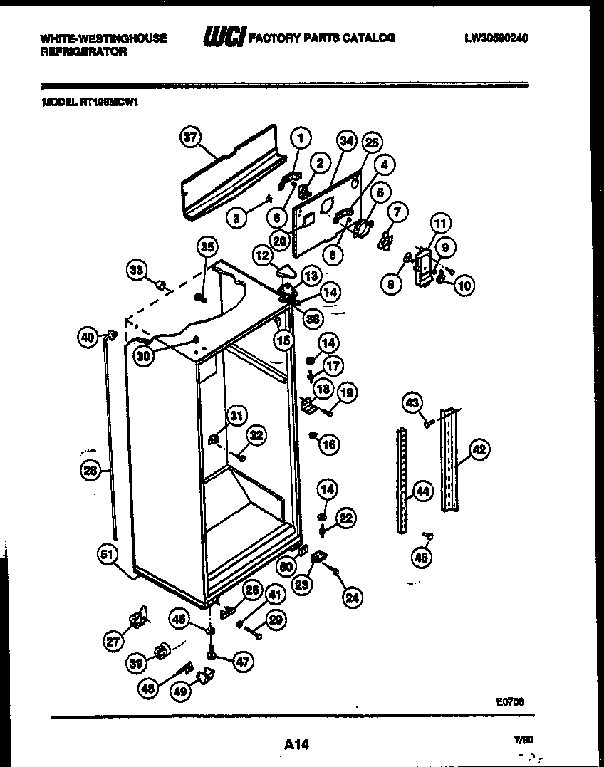 White-Westinghouse RT199MCF1 cabinet parts diagram
