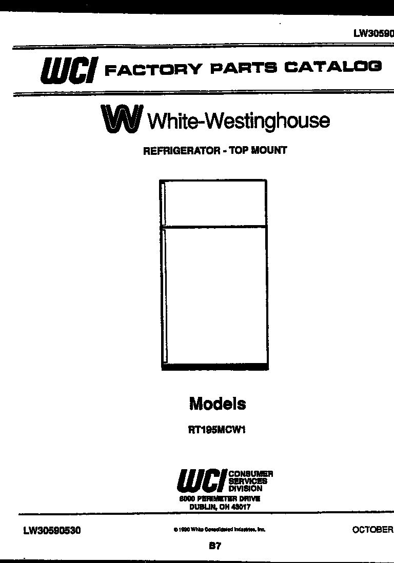 White-Westinghouse RT195MCF1 cover page diagram