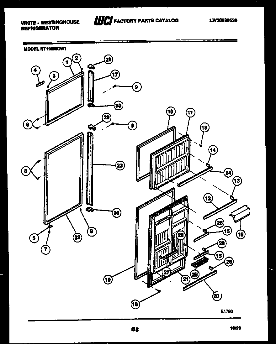White-Westinghouse RT195MCF1 door parts diagram
