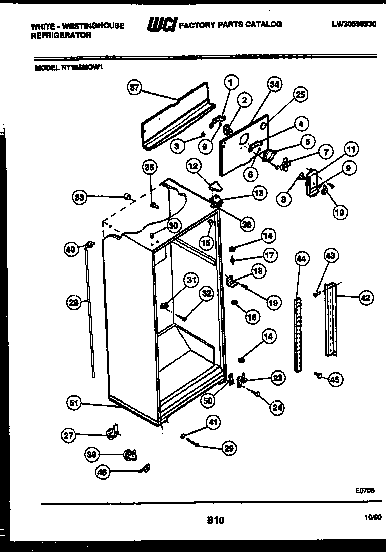 White-Westinghouse RT195MCF1 cabinet parts diagram