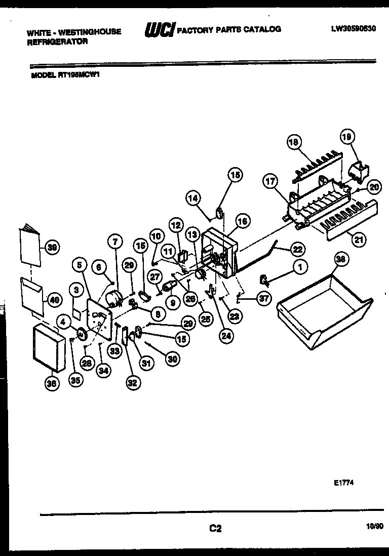 White-Westinghouse RT195MCF1 ice maker parts diagram