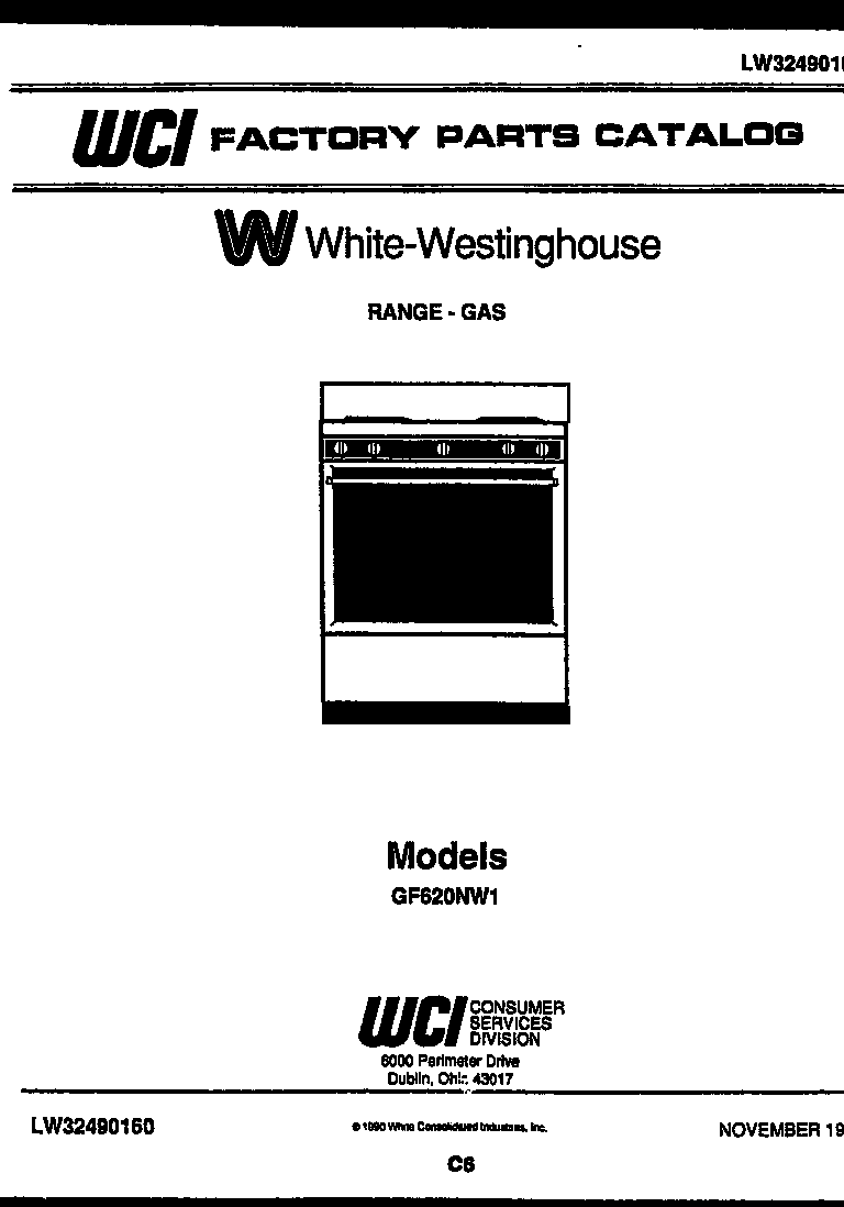 White-Westinghouse GF620ND1 cover page diagram