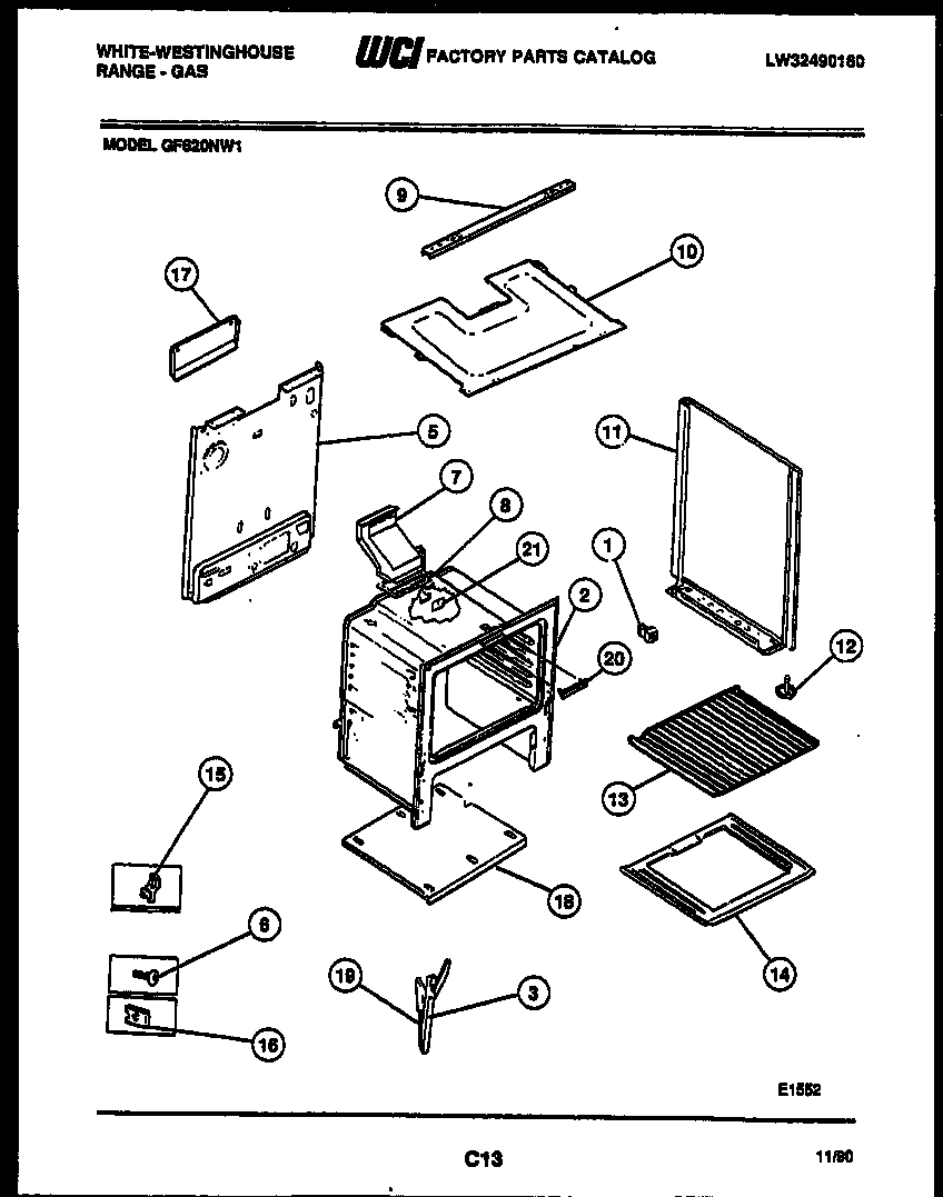 White-Westinghouse GF620ND1 body parts diagram