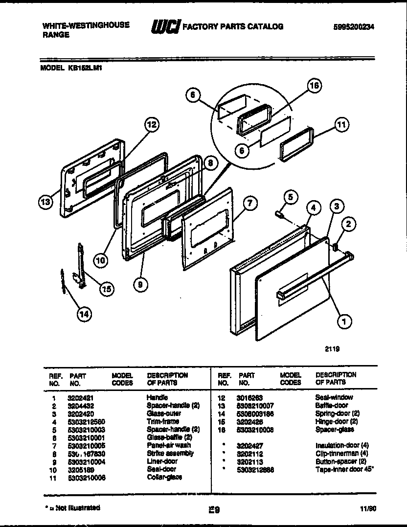 White-Westinghouse KB152LM1 door parts diagram