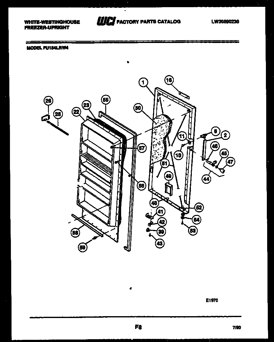 White-Westinghouse FU134LRW4 door parts diagram