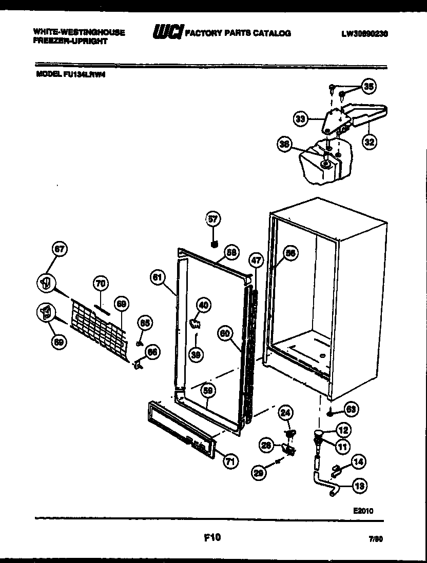 White-Westinghouse FU134LRW4 cabinet parts diagram