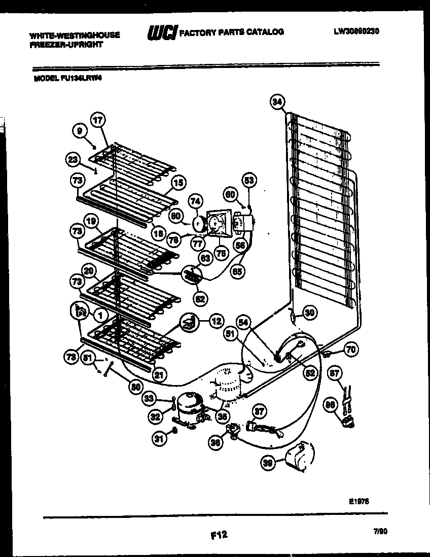 White-Westinghouse FU134LRW4 system and electrical parts diagram