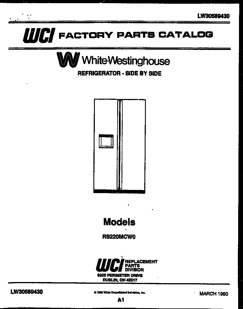 White-Westinghouse RS220MCH0 front cover diagram