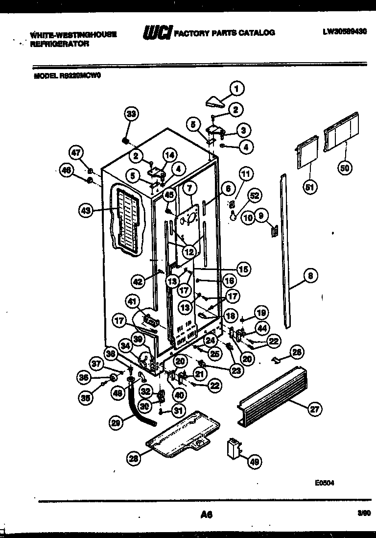White-Westinghouse RS220MCH0 cabinet parts diagram