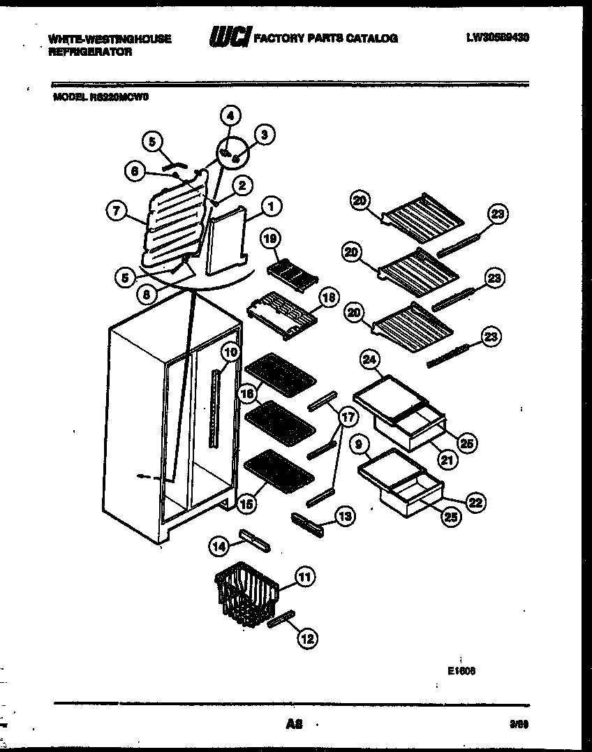White-Westinghouse RS220MCH0 shelves and supports diagram