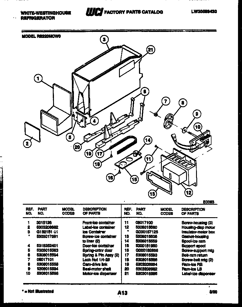 White-Westinghouse RS220MCH0 ice dispenser diagram