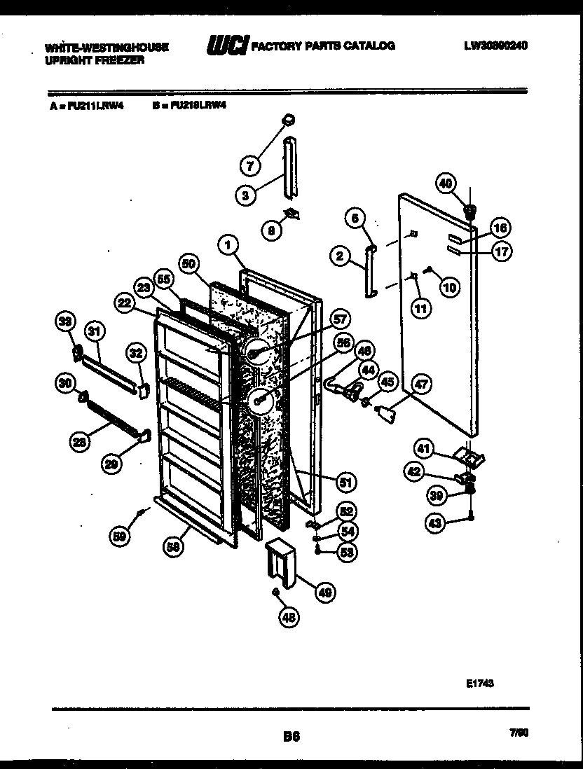 White-Westinghouse FU211LRW4 door parts diagram