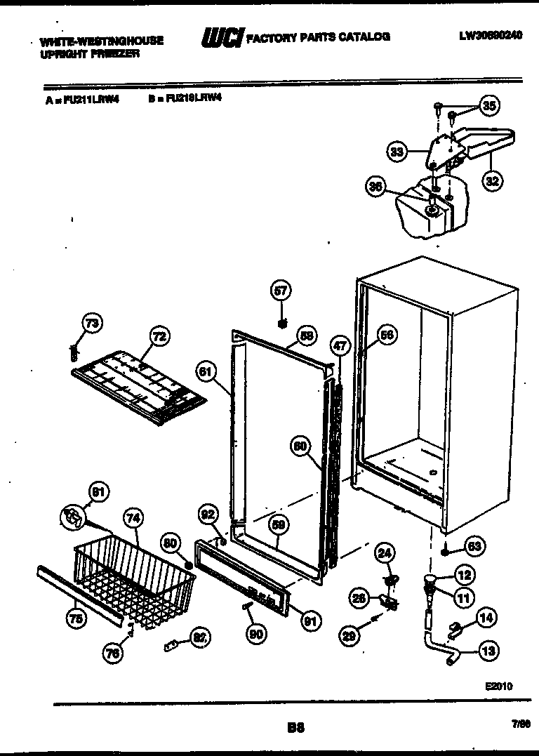 White-Westinghouse FU211LRW4 cabinet parts diagram
