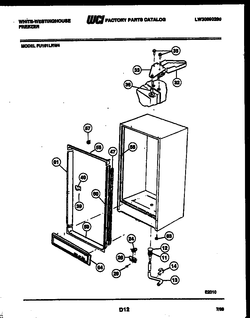 White-Westinghouse FU161LRW4 cabinet parts diagram