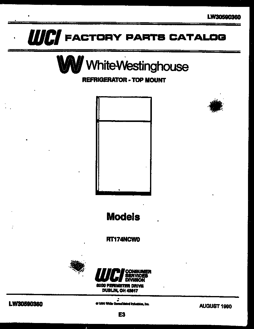 White-Westinghouse RT174NCD0 cover page diagram