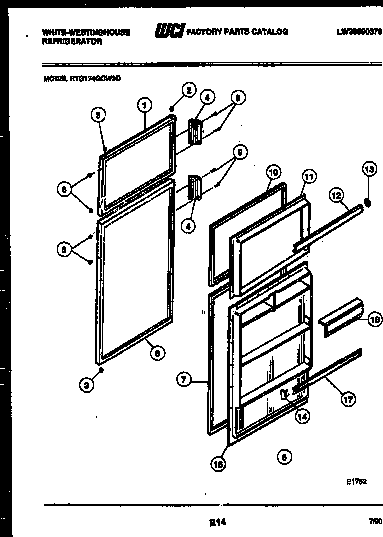 White-Westinghouse RTG174GCH3D door parts diagram