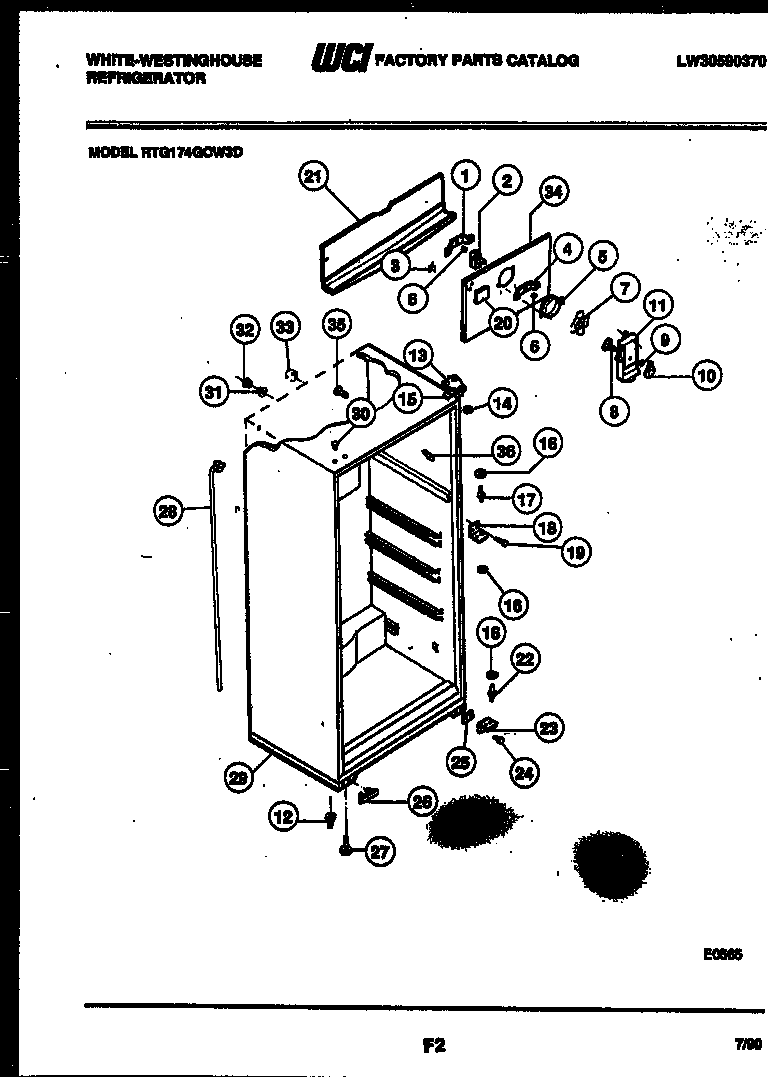 White-Westinghouse RTG174GCH3D cabinet parts diagram