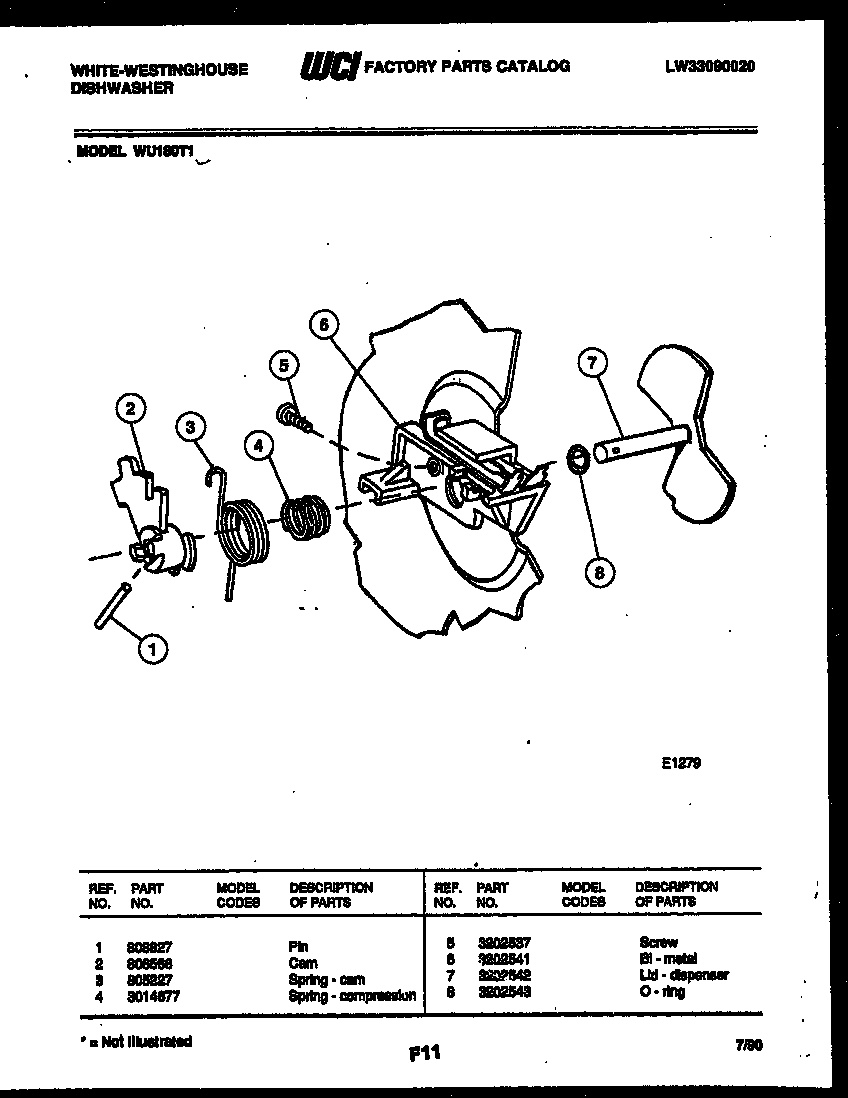 White-Westinghouse WU180TR1 cam diagram