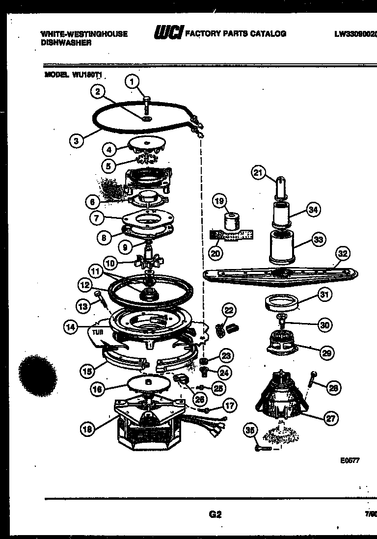 White-Westinghouse WU180TR1 motor pump parts diagram