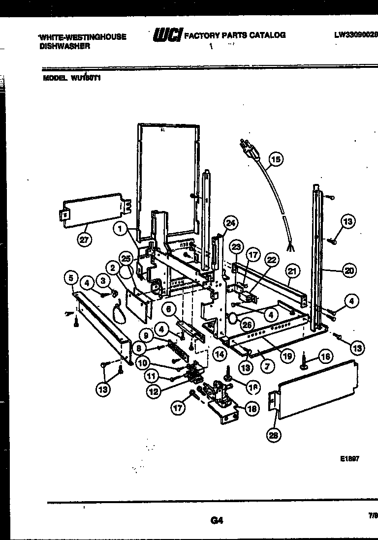 White-Westinghouse WU180TR1 power dry and motor parts diagram