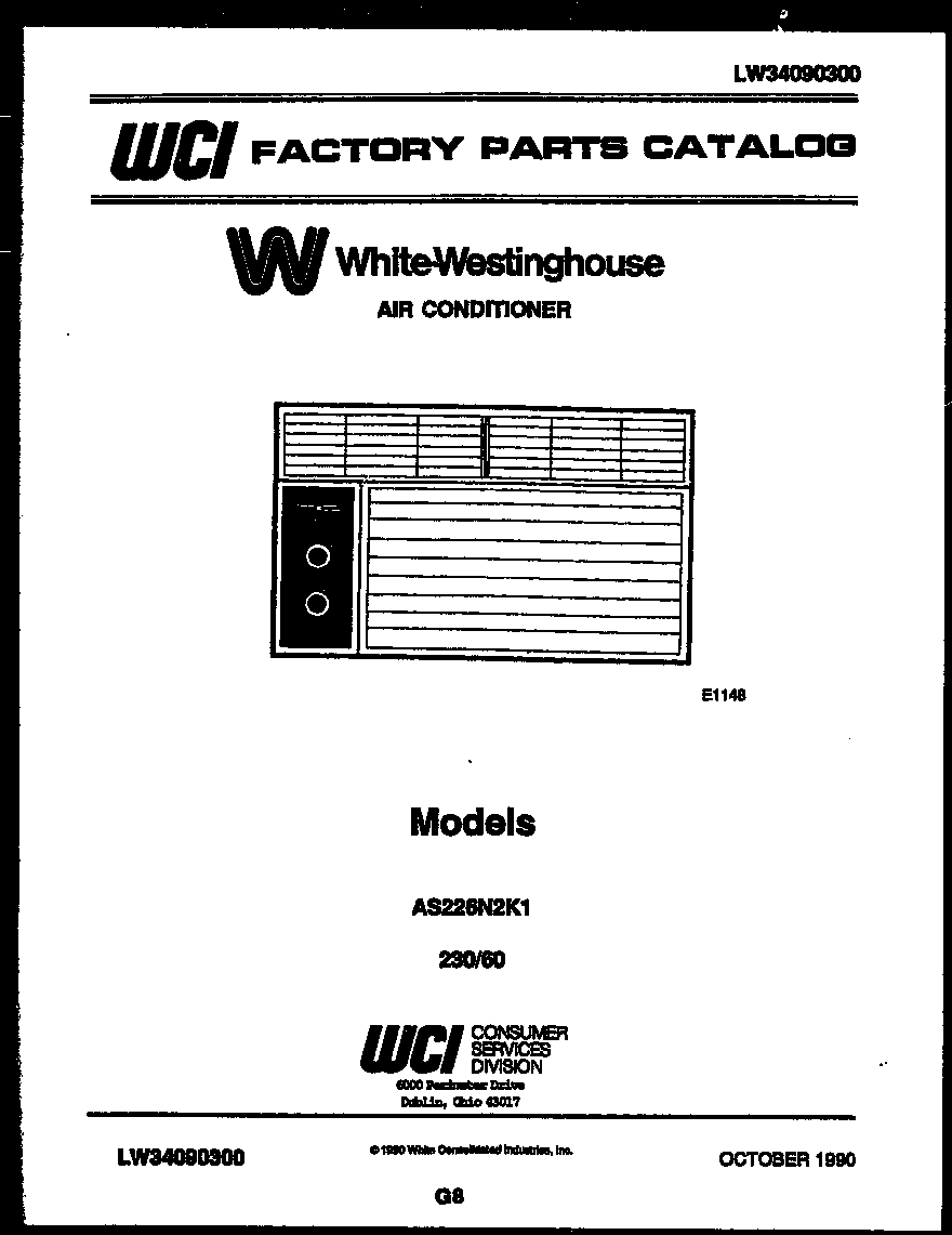 White-Westinghouse AS226N2K1 front cover/text only diagram
