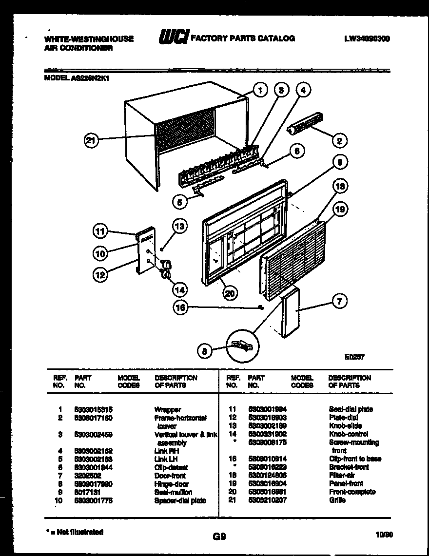 White-Westinghouse AS226N2K1 cabinet parts diagram
