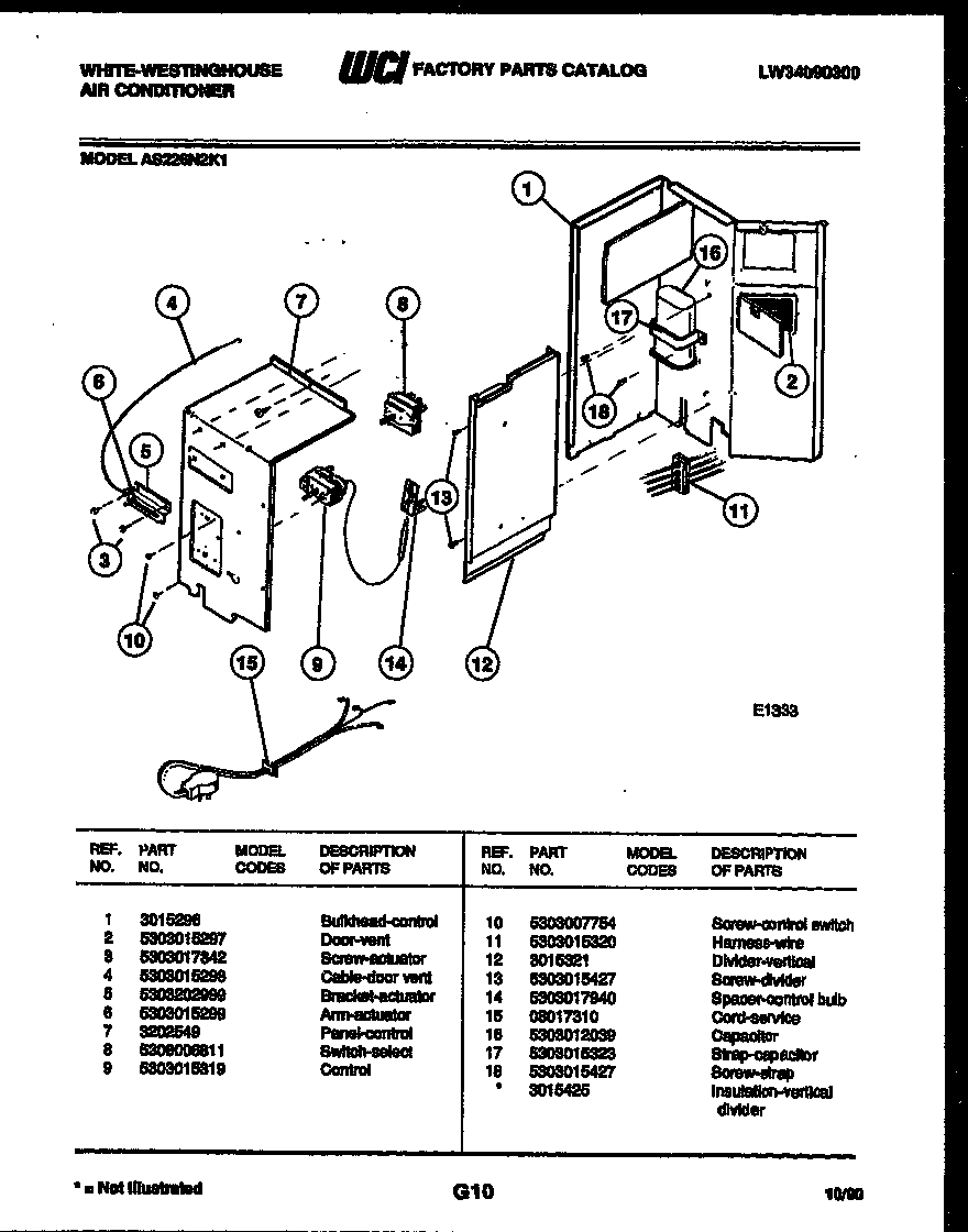 White-Westinghouse AS226N2K1 electrical parts diagram