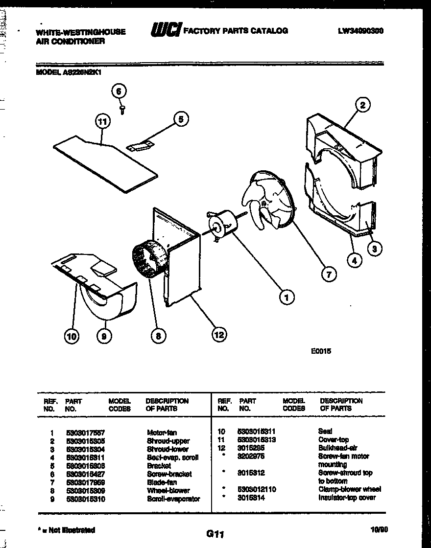 White-Westinghouse AS226N2K1 air handling parts diagram