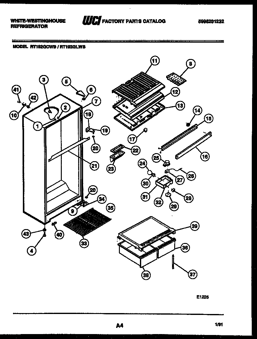 White-Westinghouse RT192GCDB cabinet parts diagram