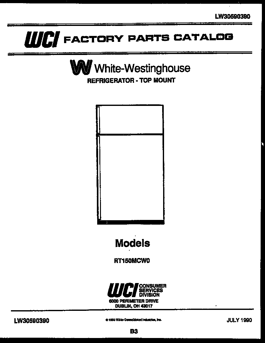 White-Westinghouse RT150MCF0 cover page diagram