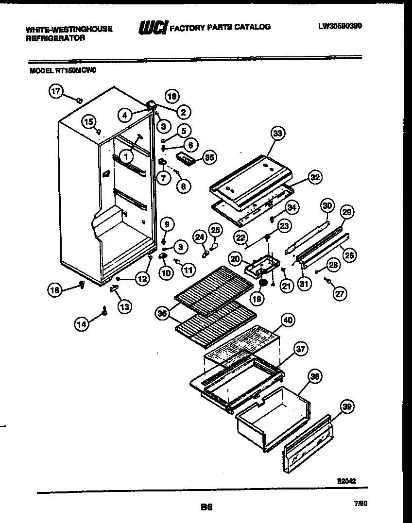 White-Westinghouse RT150MCF0 cabinet parts diagram
