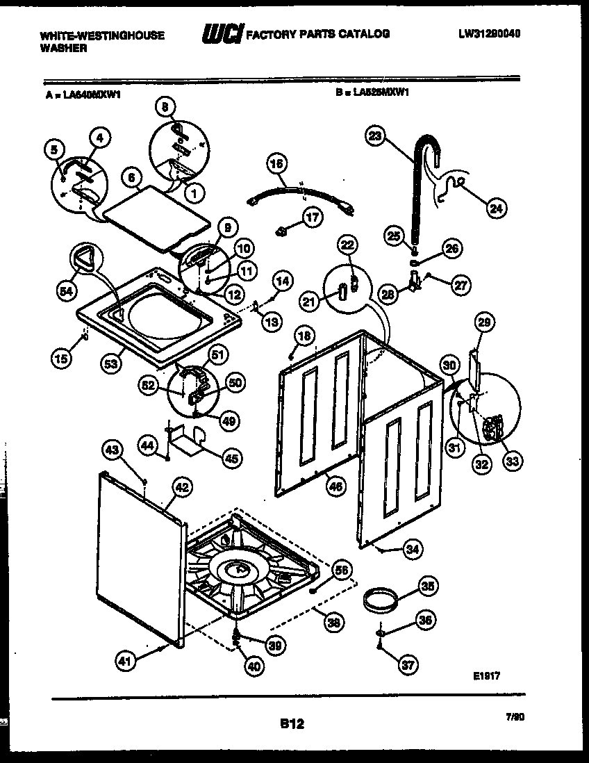 White-Westinghouse LA640MXW1 cabinet parts diagram