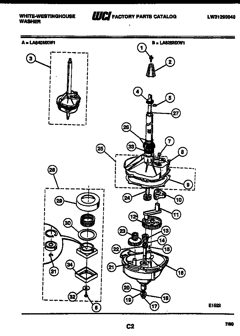 White-Westinghouse LA640MXW1 transmission parts diagram