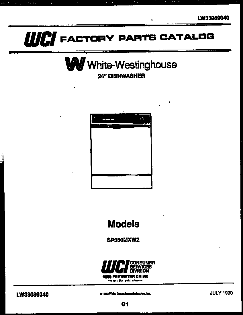 White-Westinghouse SP560MXF2 cover sheet diagram