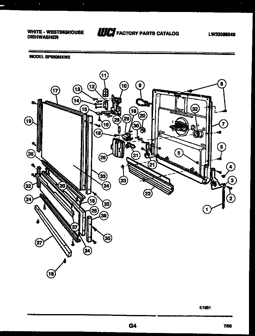 White-Westinghouse SP560MXF2 door parts diagram