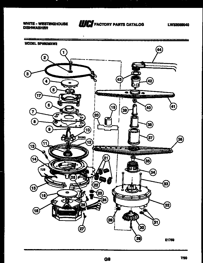 White-Westinghouse SP560MXF2 motor pump parts diagram