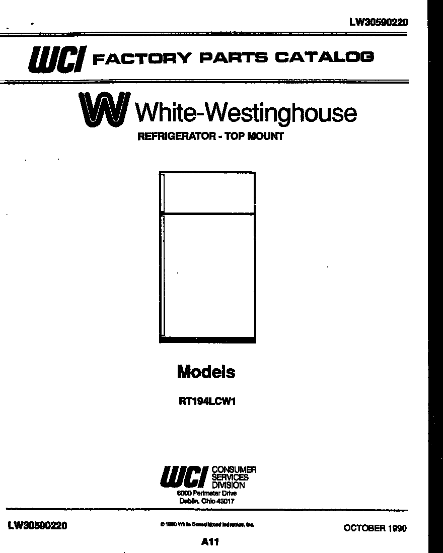 White-Westinghouse RT194LCF1 cover page diagram