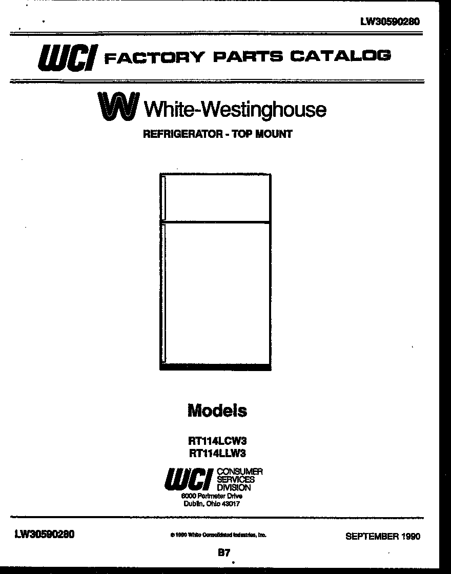White-Westinghouse RT114LLH3 null diagram